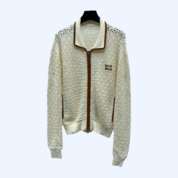 [ Miu Miu ] 미우미우 펀칭 집업 니트 가디건