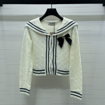 [ Miu Miu ] 미우미우 리본 세일러 니트 가디건