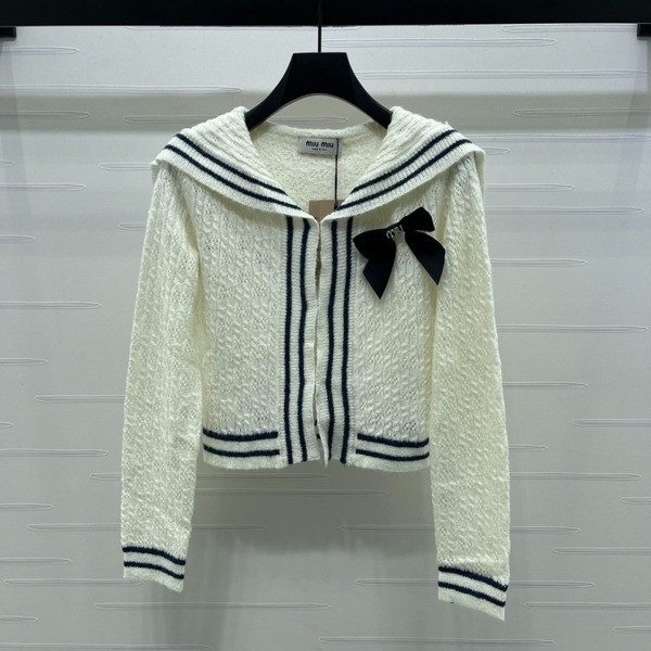 [ Miu Miu ] 미우미우 리본 세일러 니트 가디건