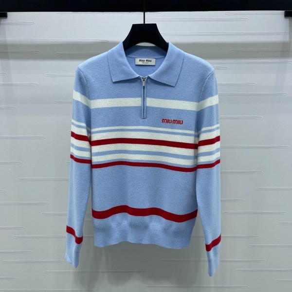 [ Miu Miu ] 미우미우 스트라이프 카라 니트