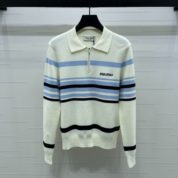 [ Miu Miu ] 미우미우 스트라이프 카라 니트