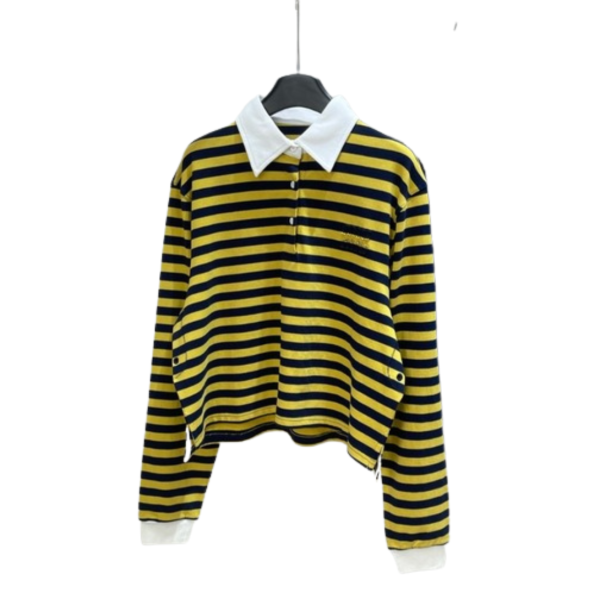 [ Miu Miu ] 미우미우 스트라이프 카라 티셔츠