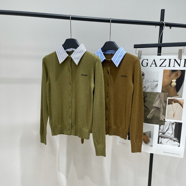 [ Miu Miu ] 미우미우 카라 캐시미어 가디건