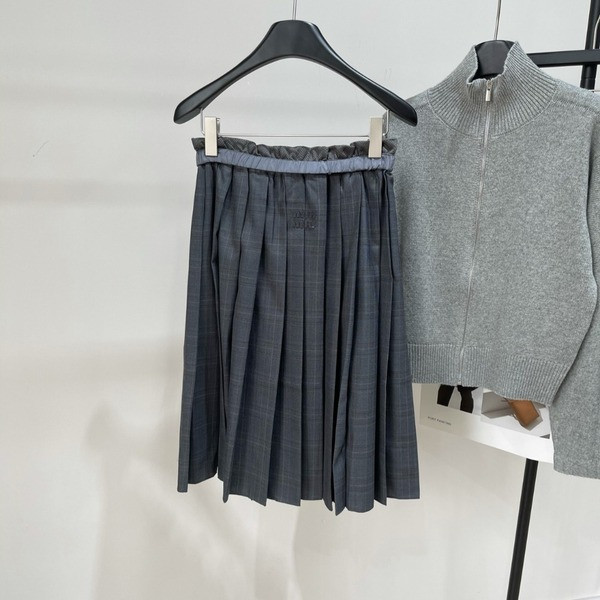 [ Miu Miu ] 미우미우 체크 주름 밴딩 스커트