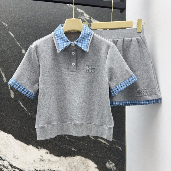 [ Miu Miu ] 미우미우 카라 체크 스커트 세트