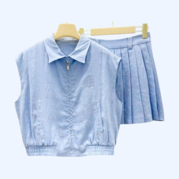 [ Miu Miu ] 미우미우 주름스커트 집업 세트