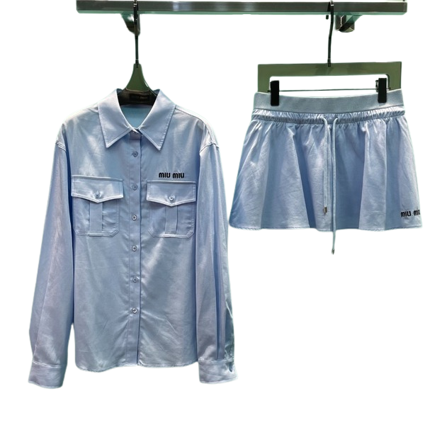 [ 미우미우 ] 25ss 셔츠 스커트 세트