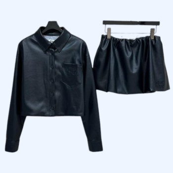 [ Miu Miu ] 미우미우 가죽 스커트 세트