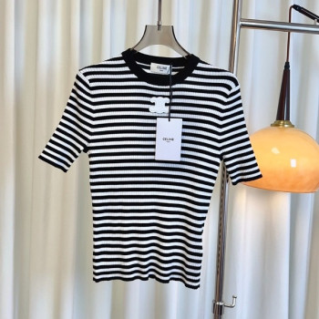 [ 셀린느 ] 로고 스트라이프 텐셀 반팔