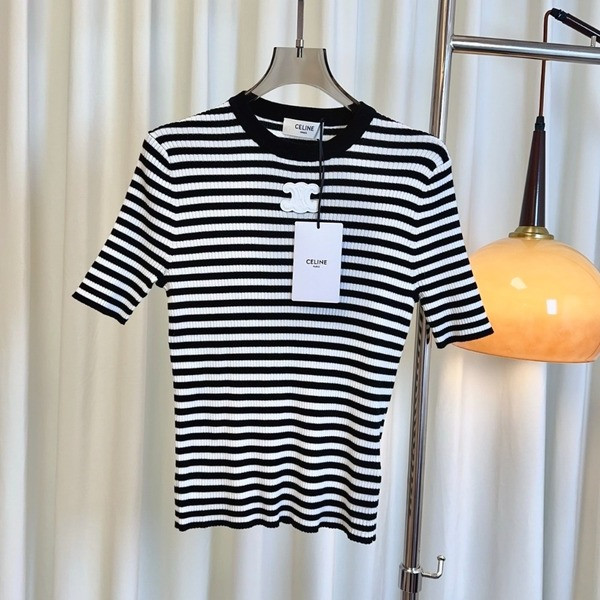 [ 셀린느 ] 로고 스트라이프 텐셀 반팔