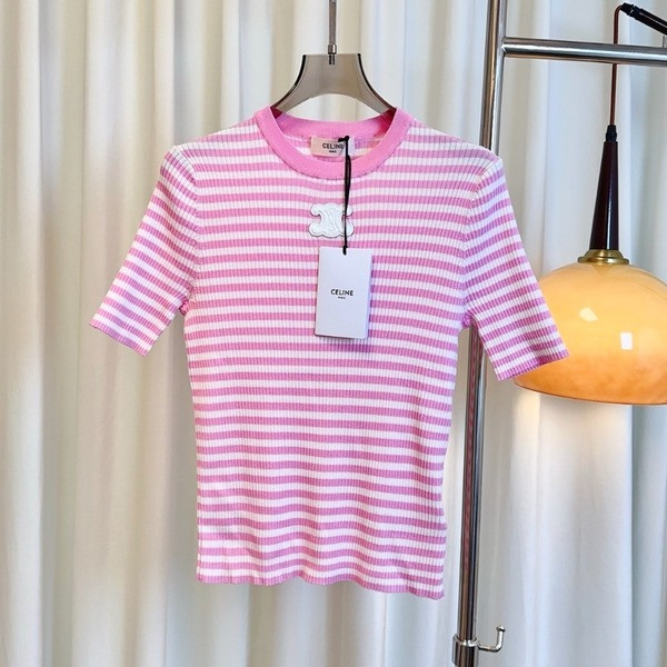 [ 셀린느 ] 로고 스트라이프 텐셀 반팔