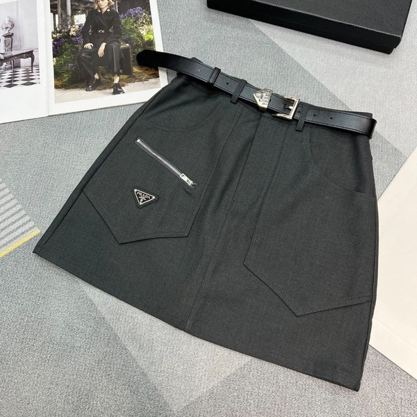 [ Prada ] 프라다 투포켓 벨트 스커트