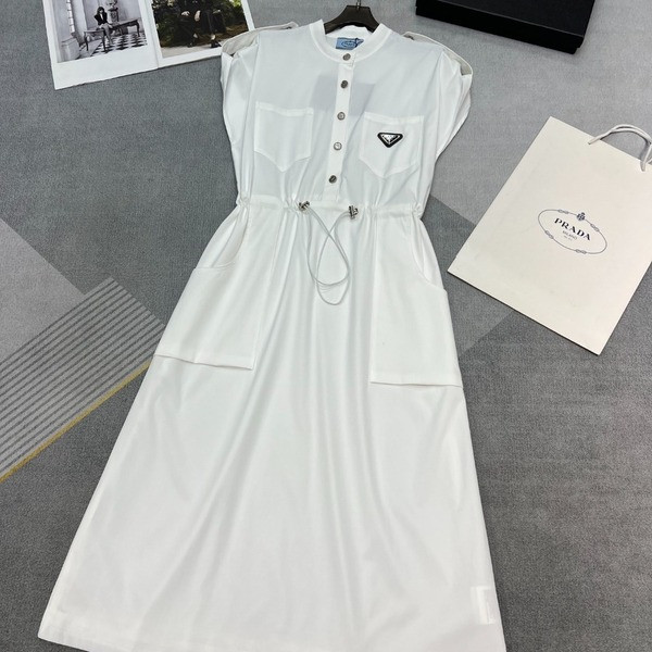[ Prada ] 프라다 스트링 라운드 원피스