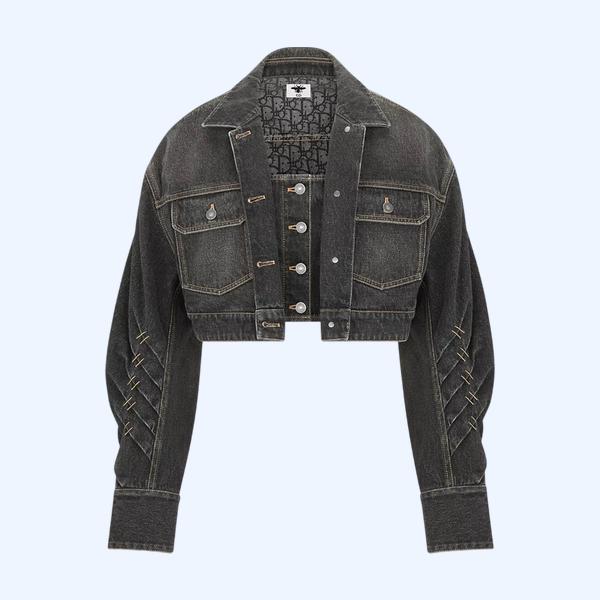 블랙 스톤워싱 코튼 데님