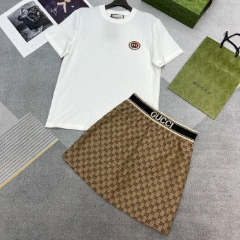 [ Gucci ] 구찌 로고 밴딩 스커트 세트