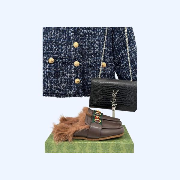 [Gucci] 구찌 웹 스트라이프 뮬