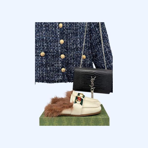 [Gucci] 구찌 웹 스트라이프 뮬