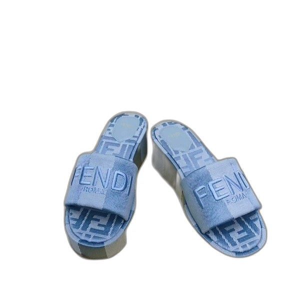 [ Fendi ] 펜디 선샤인 패브릭 통굽 슬라이드