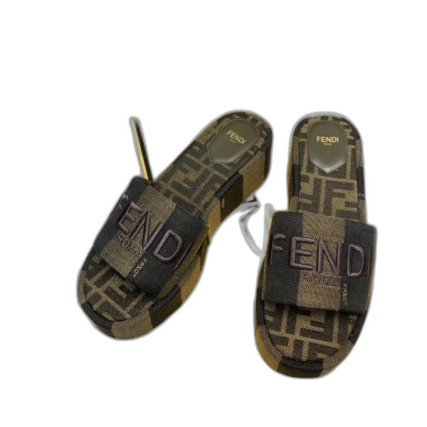 [ Fendi ] 펜디 선샤인 패브릭 통굽 슬라이드