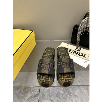 [ Fendi ] 펜디 선샤인 패브릭 통굽 슬라이드