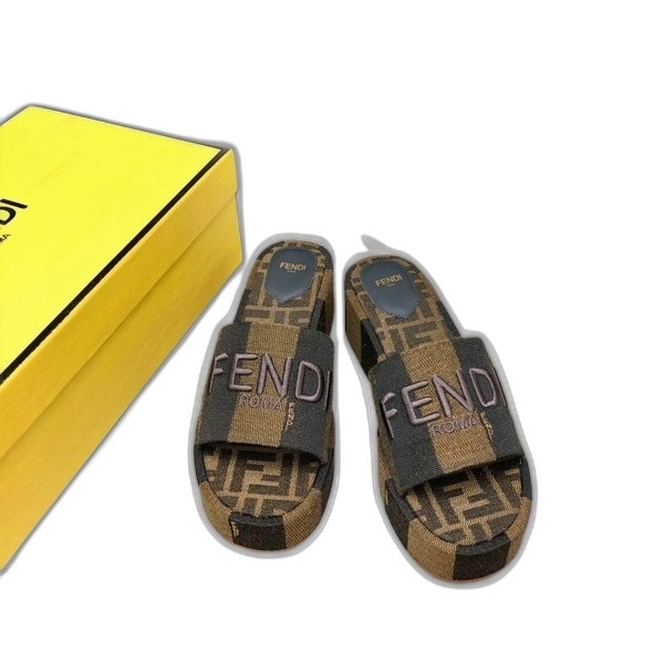 [ Fendi ] 펜디 선샤인 패브릭 통굽 슬라이드