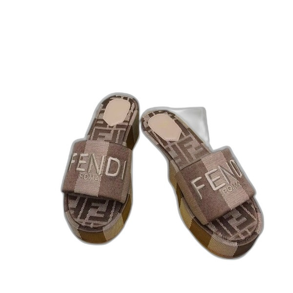 [ Fendi ] 펜디 선샤인 패브릭 통굽 슬라이드