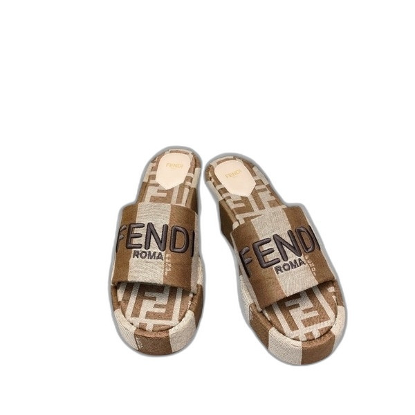 [ Fendi ] 펜디 선샤인 패브릭 통굽 슬라이드