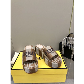 [ Fendi ] 펜디 선샤인 패브릭 통굽 슬라이드