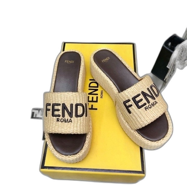 [ Fendi ] 펜디 선샤인 패브릭 통굽 슬라이드
