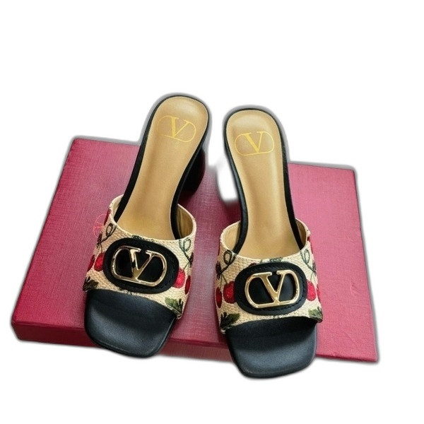 [ Valentino ] 발렌티노 브이로고 시그니처 체리픽 슬라이드 샌들