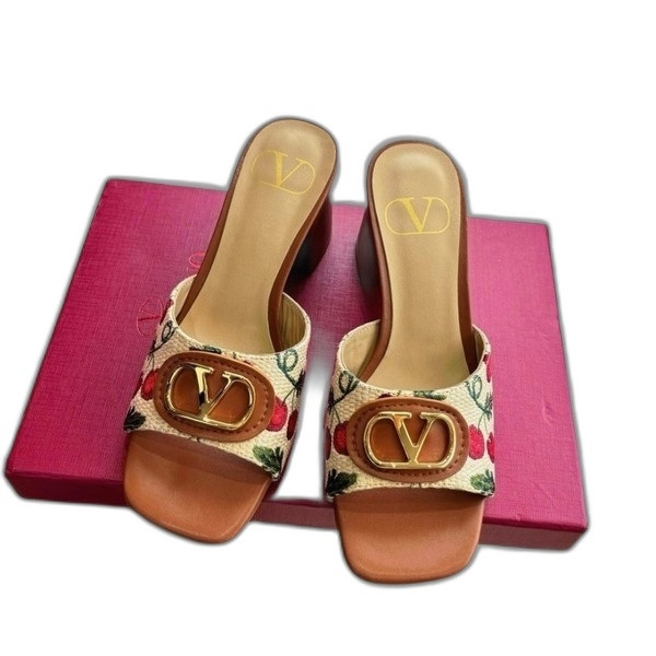 [ Valentino ] 발렌티노 브이로고 시그니처 체리픽 슬라이드 샌들