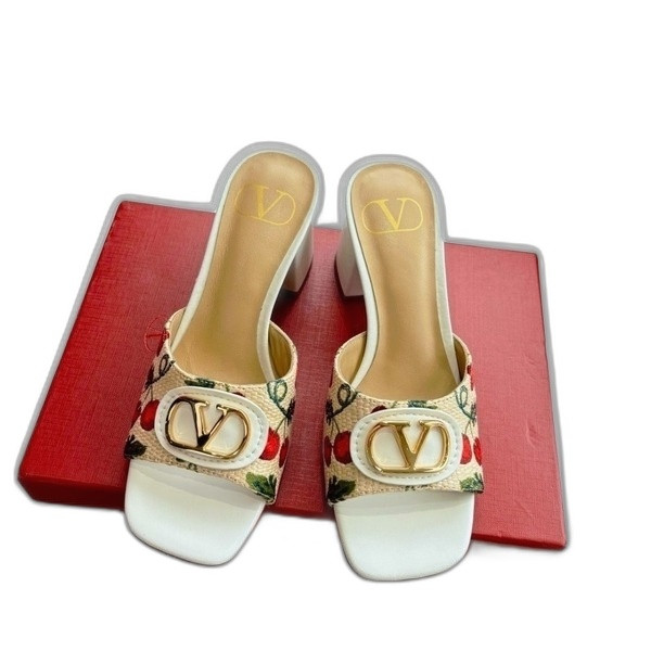 [ Valentino ] 발렌티노 브이로고 시그니처 체리픽 슬라이드 샌들