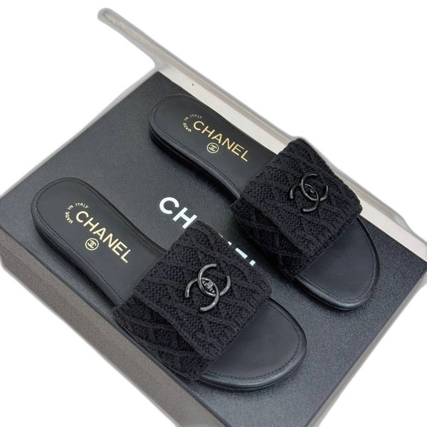 [ 샤넬 ] CC로고 울 니트 슬리퍼