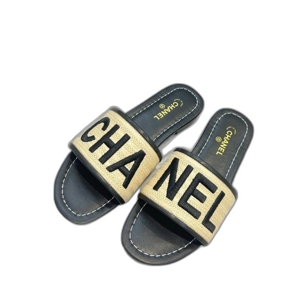 [ 샤넬 ] 레터링 로고 여성 뮬 슬리퍼