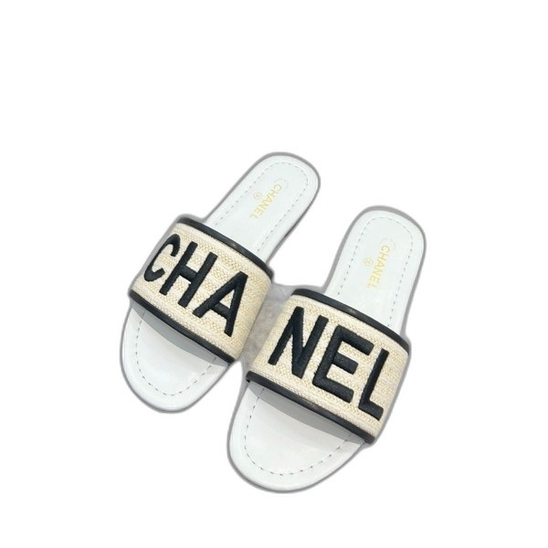 [ 샤넬 ] 레터링 로고 여성 뮬 슬리퍼
