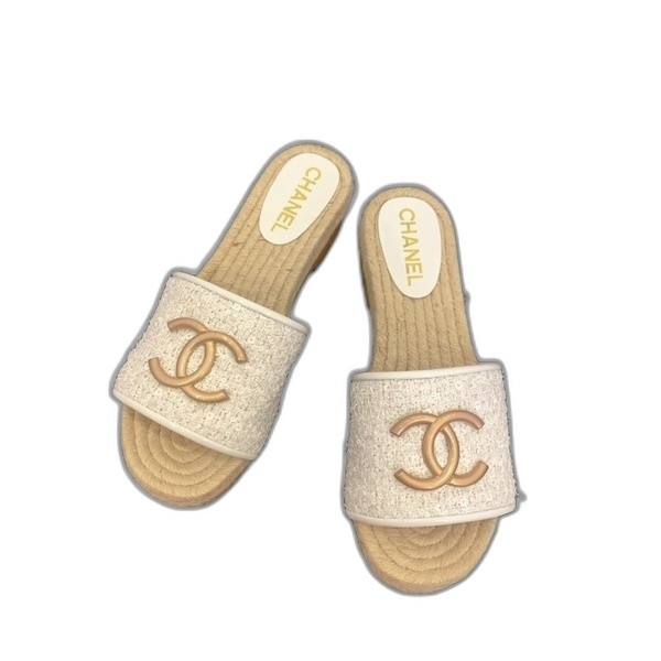 [ Chanel ] 샤넬 CC 에스파듀 통굽 샌들