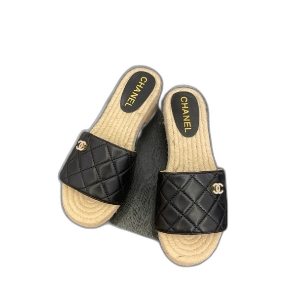 [ Chanel ] 샤넬 퀼팅 에스파듀 통굽 샌들