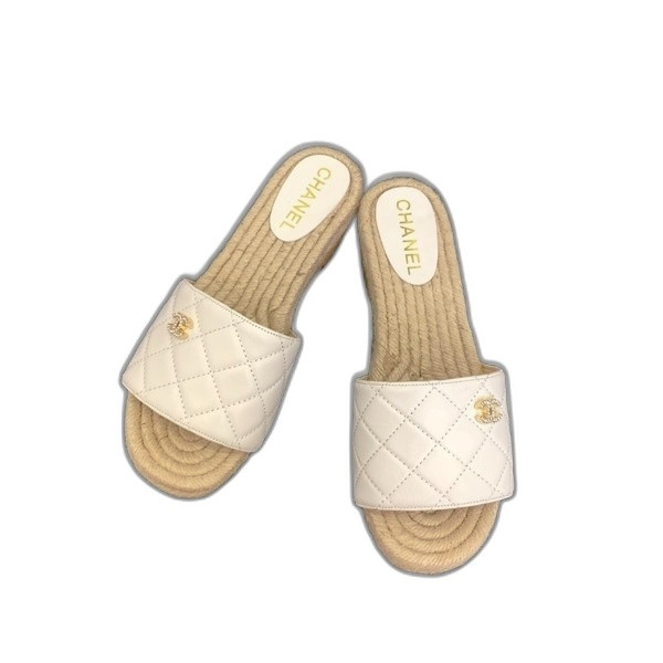 [ Chanel ] 샤넬 퀼팅 에스파듀 통굽 샌들