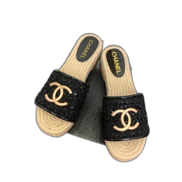 [ Chanel ] 샤넬 CC 에스파듀 통굽 샌들