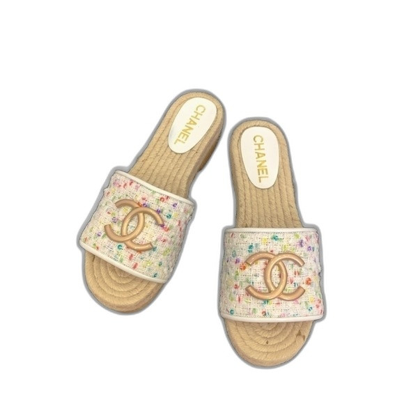 [ Chanel ] 샤넬 CC 에스파듀 통굽 샌들