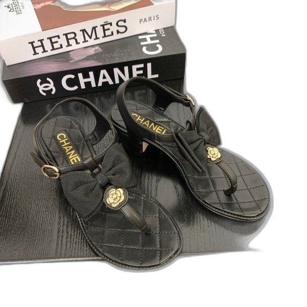 [ Chanel ] 샤넬 까멜리아 리본 쪼리 샌들