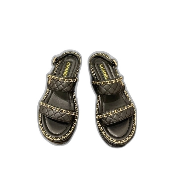 [ Chanel ] 샤넬 퀼팅 체인 통굽 샌들