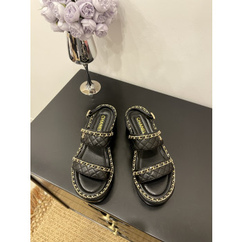 [ Chanel ] 샤넬 퀼팅 체인 통굽 샌들