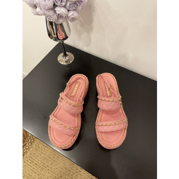 [ Chanel ] 샤넬 퀼팅 체인 통굽 샌들