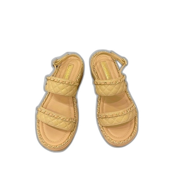 [ Chanel ] 샤넬 퀼팅 체인 통굽 샌들