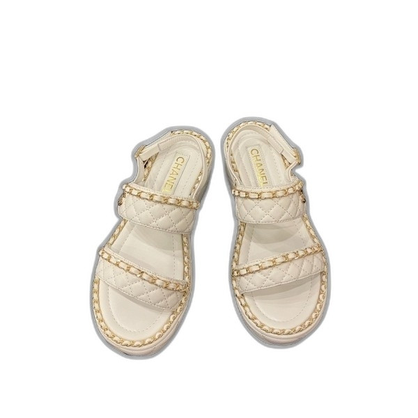 [ Chanel ] 샤넬 퀼팅 체인 통굽 샌들