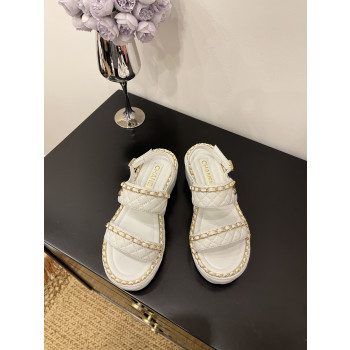 [ Chanel ] 샤넬 퀼팅 체인 통굽 샌들
