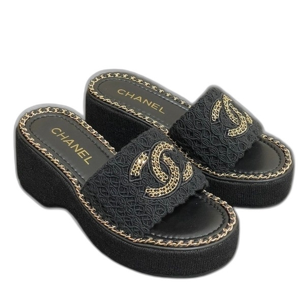 [ Chanel ] 샤넬 트위드 통굽 슬라이드