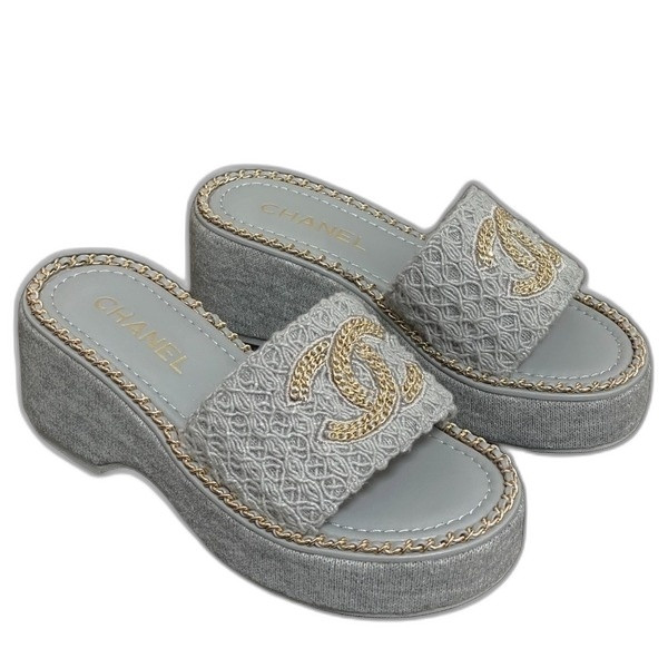 [ Chanel ] 샤넬 트위드 통굽 슬라이드