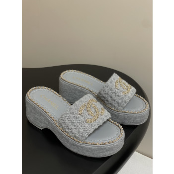 [ Chanel ] 샤넬 트위드 통굽 슬라이드